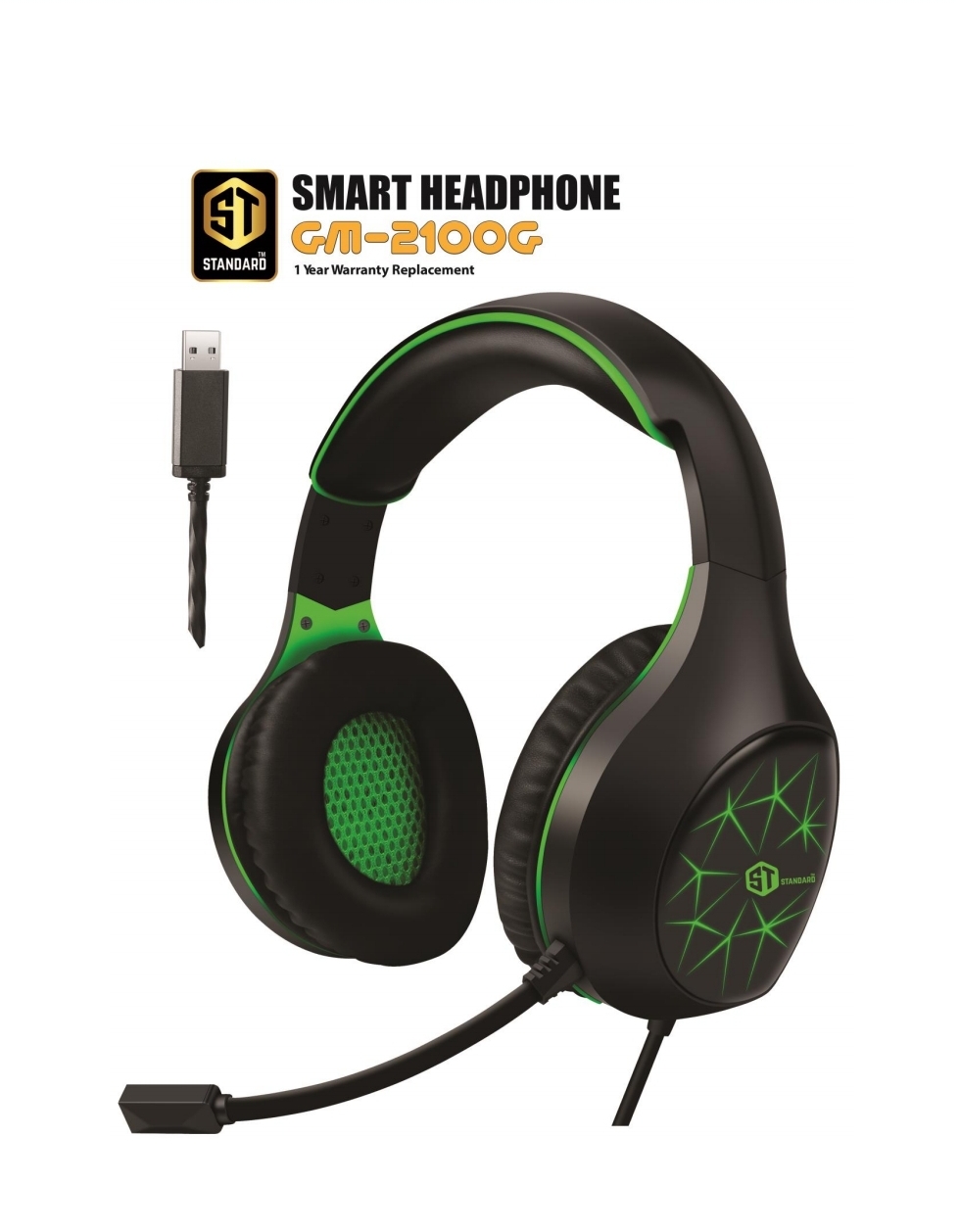 Standard GM2100 Gaming Headphone Green Hyper Technology Mall Buy