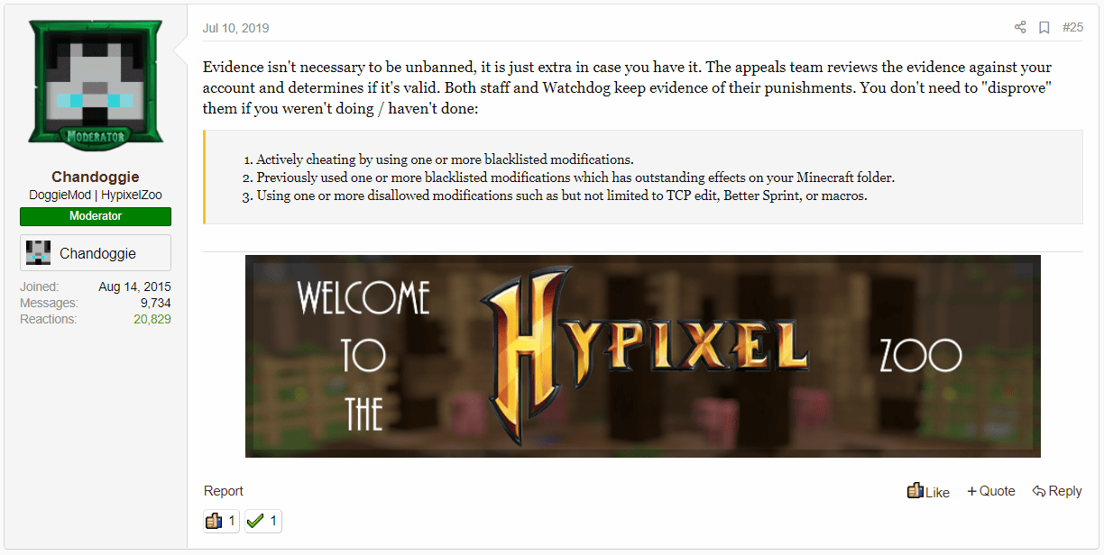 ban appeal tips? Hypixel Minecraft Server and Maps