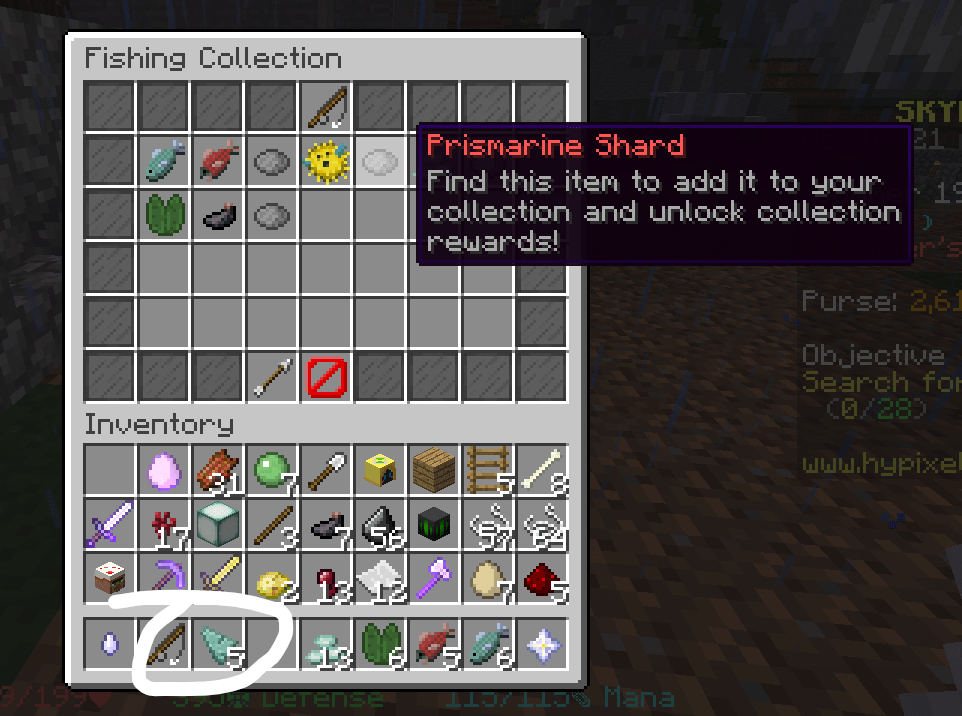 I can't get Prismarine shards to my colection due to me having a Quiver