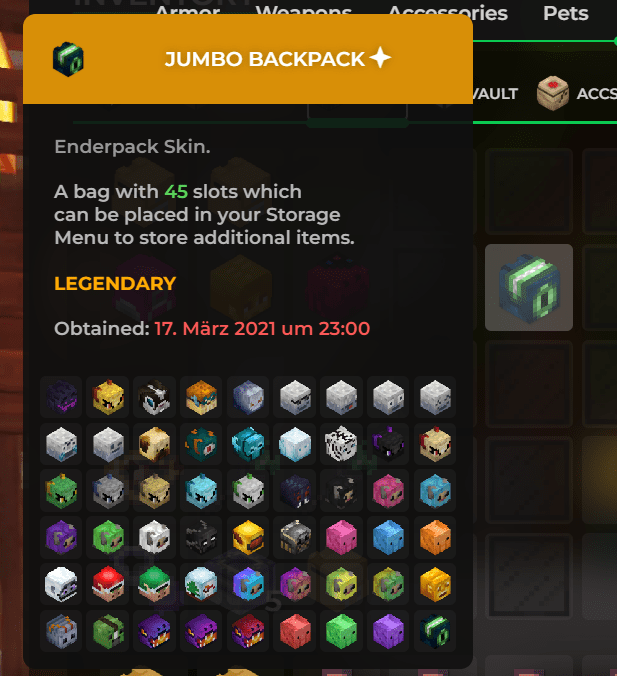 Can I open this legacy backpack without loosing Billions Hypixel
