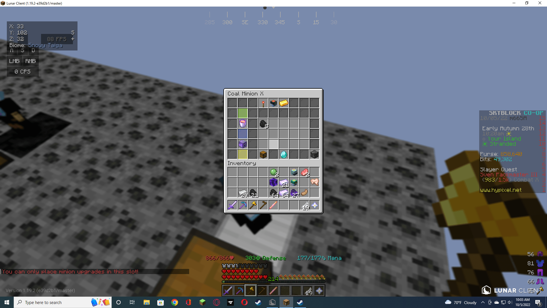 im going above and beyond with my stranded coal minion setup Hypixel