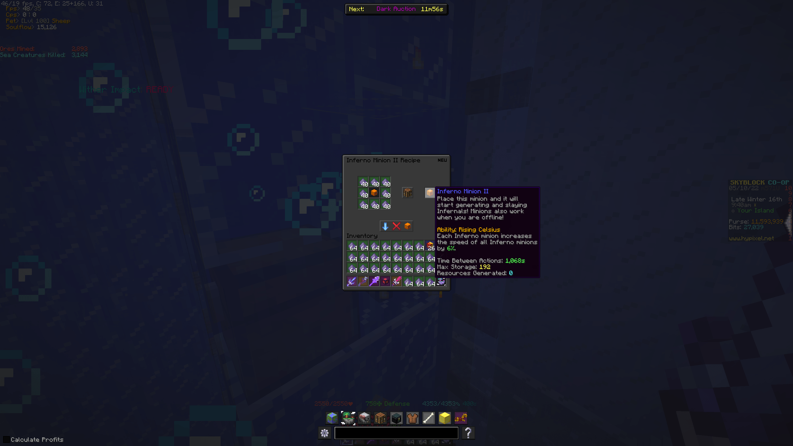 Inferno minions not able to be upgraded through minion menu UI