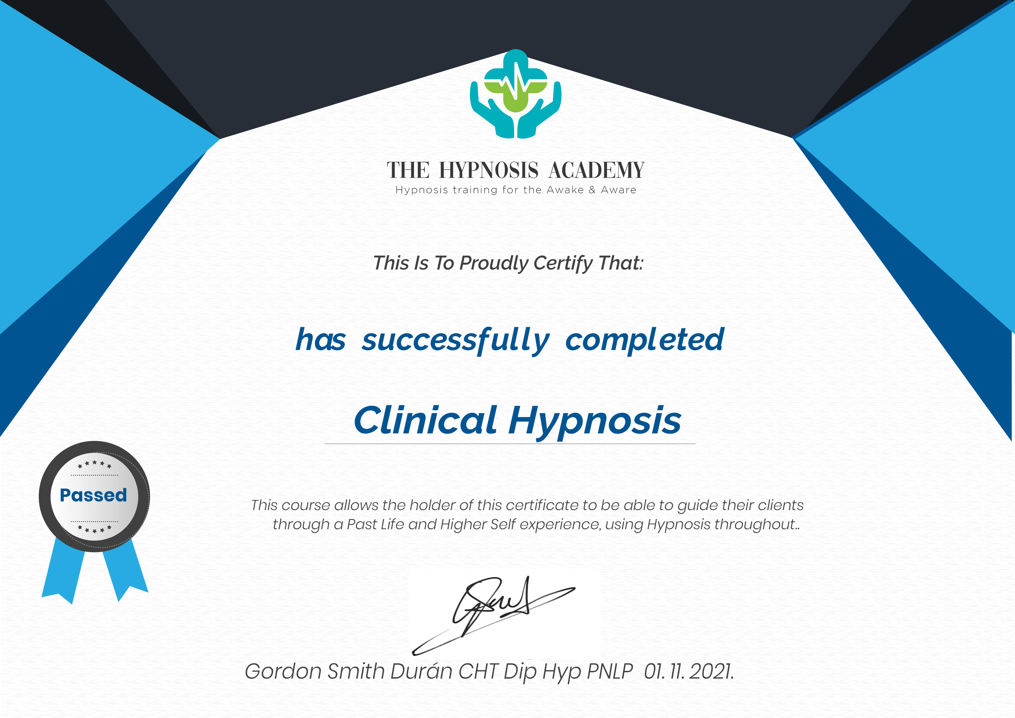 a certified Clinical Hypnosis clinician The Hypnosis Academy