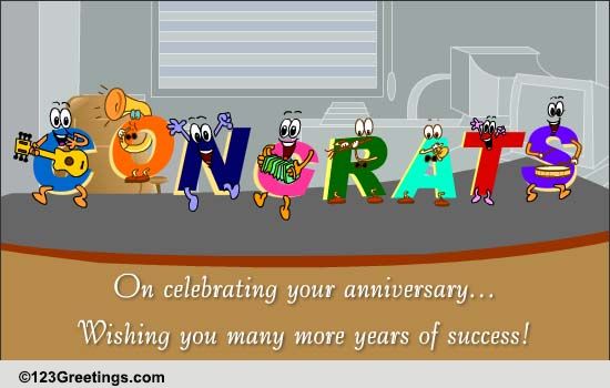 On Celebrating Your Anniversary! Free At Work Etc eCards