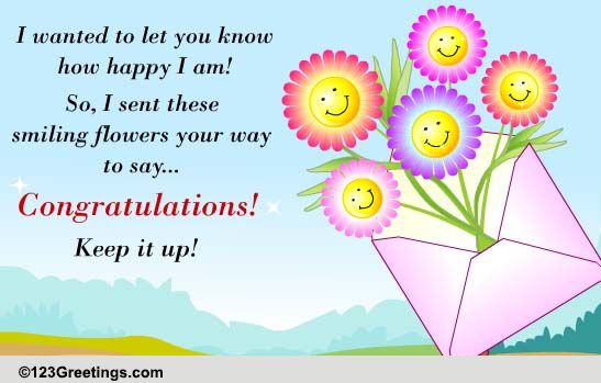 Smiling Flowers To Say Congrats! Free For Everyone eCards 123 Greetings