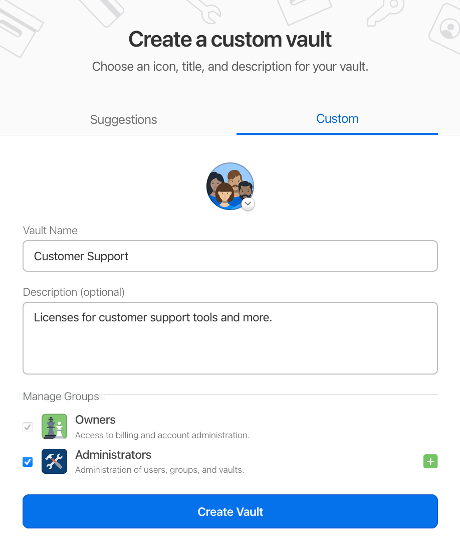 Create, share, and manage vaults in your team 1Password