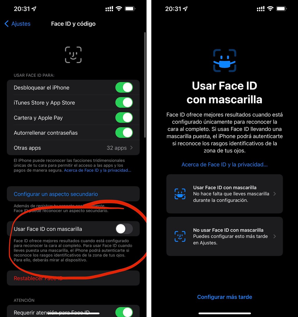 Face ID ya funciona con mascarilla y sin el Apple Watch una comodidad