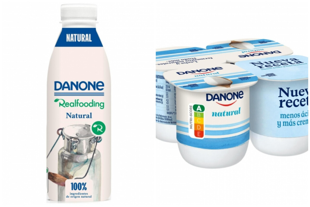 Yogur líquido Realfooding y yogur natural Danone mismos ingredientes