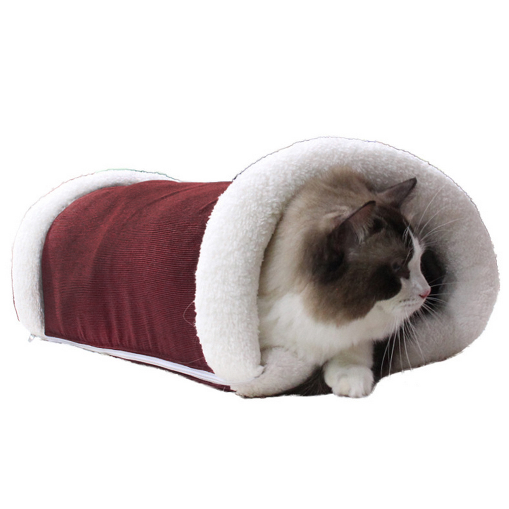 Amazing Foldable Fleece Pet Mat Bed Kitten Cat Play Tunnel Squeaky