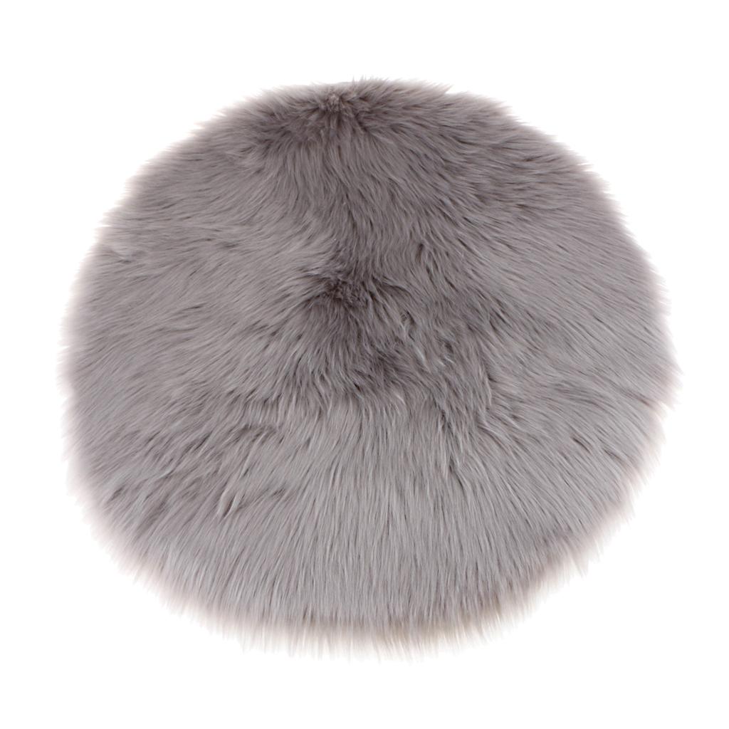 Round Shape Faux Fur Seat Cushion Seat Pad Sheepskin Floor Mat Pad eBay