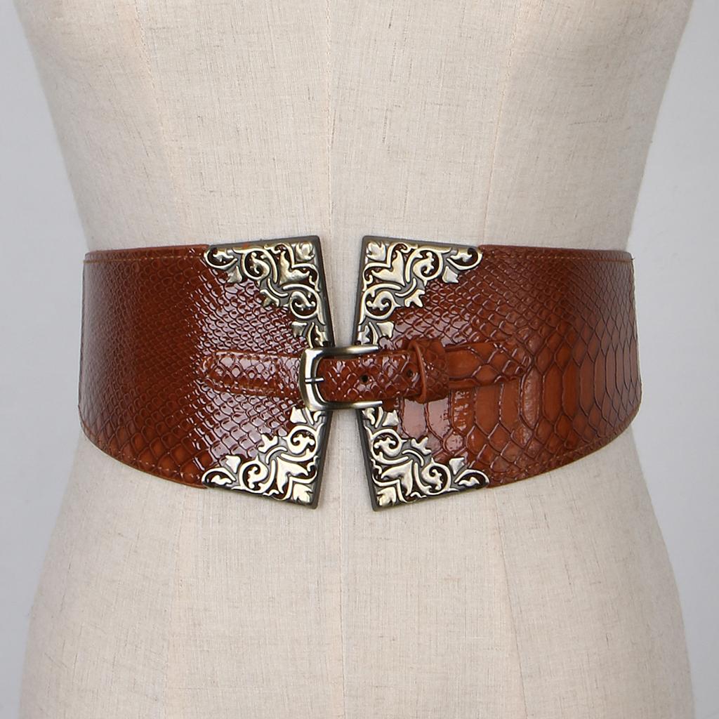 Damen Ledergürtel Breit Korsett Elastische Vintage Taillengürtel