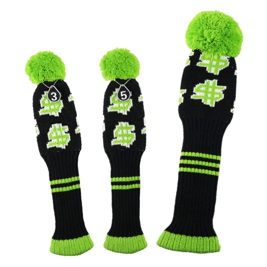 3pcs/Set Knit Golf Driver Fairway Wood Head Covers Long Neck UT Club Headcover eBay