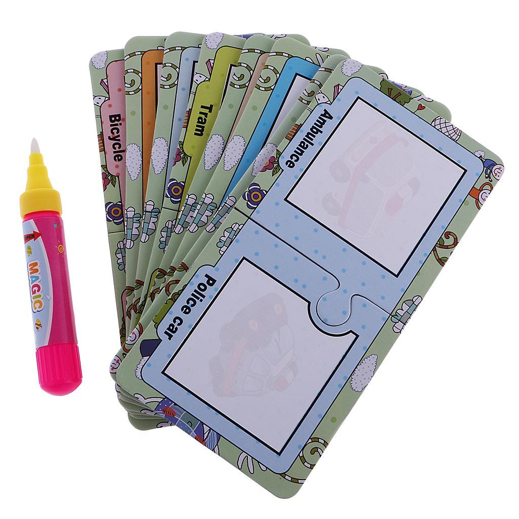 Magic Water Coloring Painting Cards w/ Pen Toddler Educational Doodle