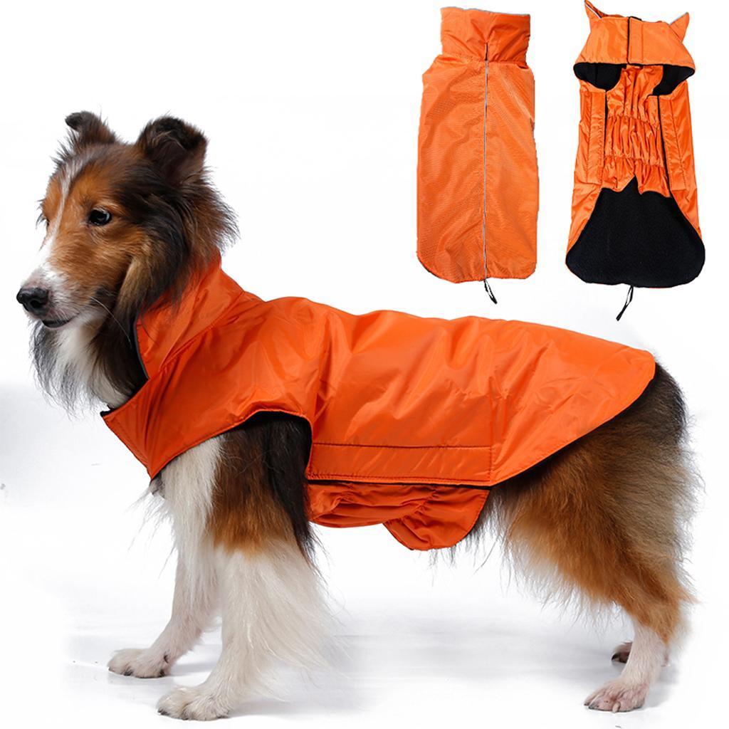 Dog Pet Raincoat Waterproof Outdoor Rain Jacket Warm Fleece Liner Coat