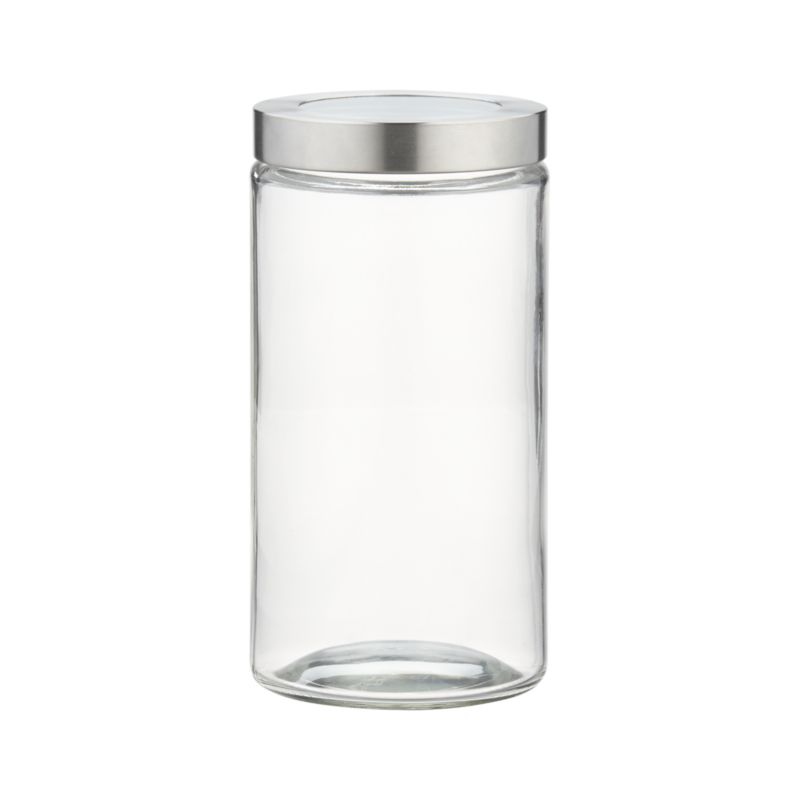 Medium Glass Storage Container with Stainless Steel Lid Crate and Barrel