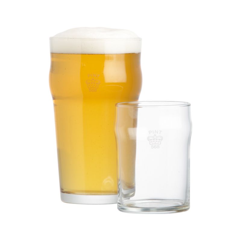 Pint and Half Pint Glasses with Crown Crate and Barrel