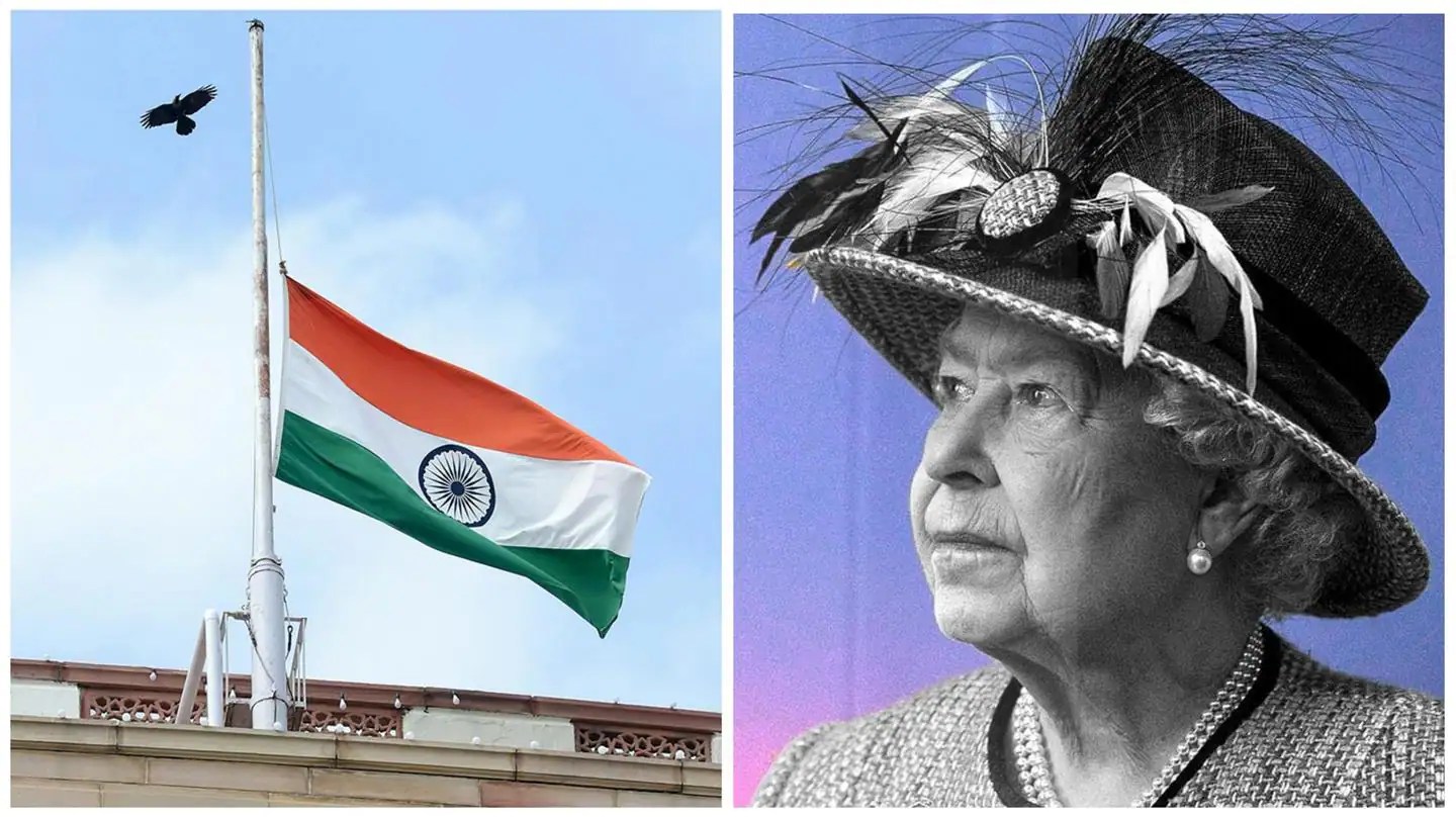 Queen Elizabeth II demise Indian Tricolor flies halfmast in mourning