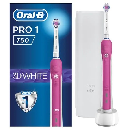 OralB Pro 750 3DWhite Pink + Travel Case MALL.CZ