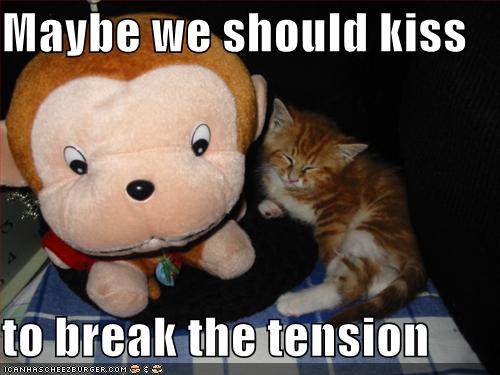 Maybe We Should Kiss To Break The Tension Cheezburger