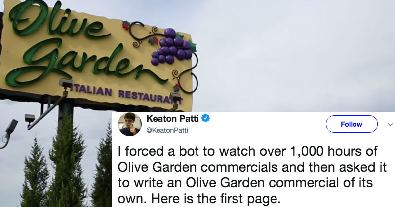 Bot Writes Epic Commercial For Olive Garden After Devouring 1,000 Hours