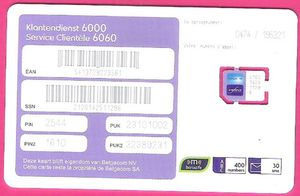 Phonecard: Proximus Nano Sim Card (Proximus (Belgacom Mobile), Belgium( Proximus - Gsm / Sim) Col:be-Pro-Gsm-0091