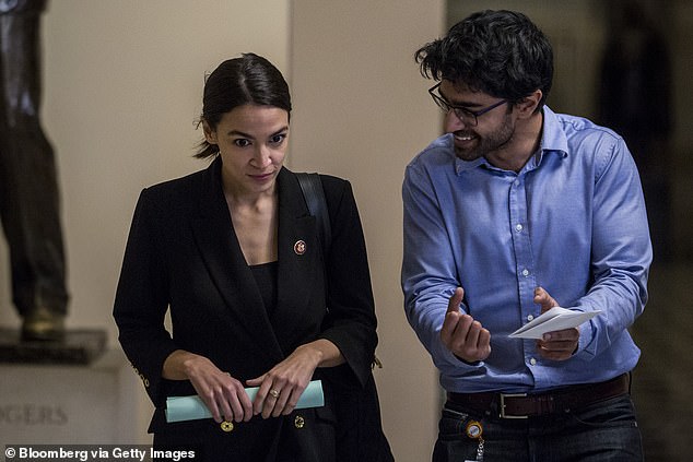 Chakrabarti (right), a tech millionaire, worked as a frontrunner in Ocasio-Cortez's campaign and served as his chief of staff in 2019