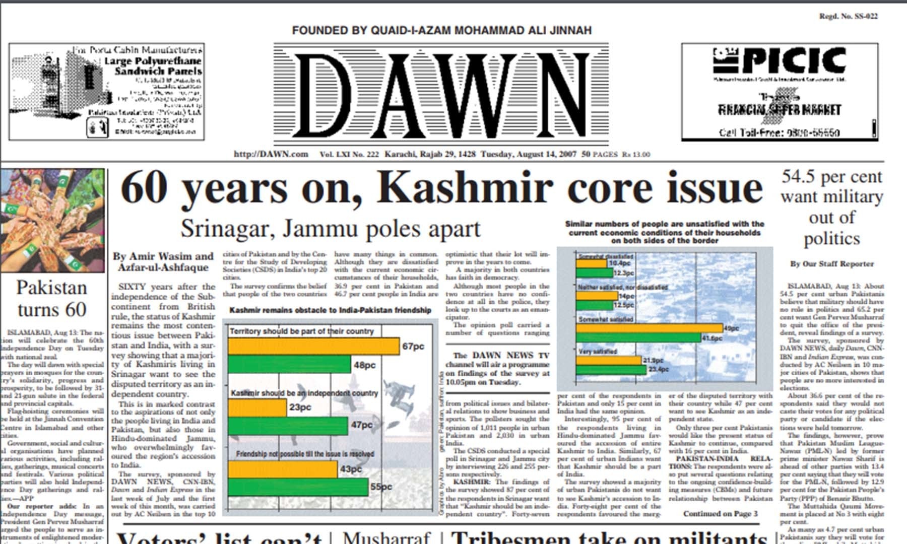 A look back at 14 August through newspaper pages Pakistan