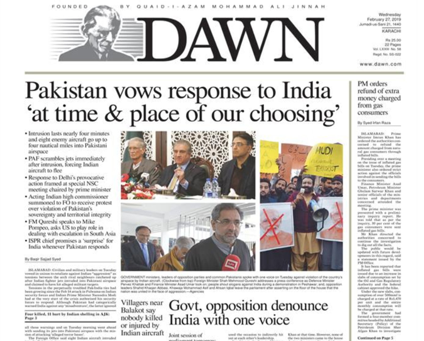 Timeline Events leading up to the Feb 2019 PakIndia aerial combat