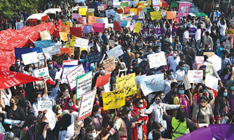 Feminism Events 2023 Women in Lahore take part in Aurat March with feminist flourish