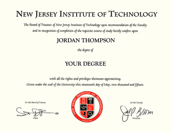 Njit Diploma Frame New Jersey Institute Of Technology Degree Plaque