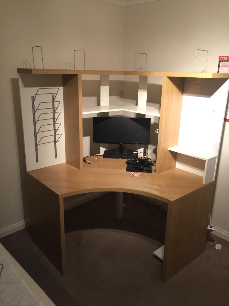 Ikea Computer Desk With Whiteboard IKEA large office corner desk with storage shelves, whiteboard and more