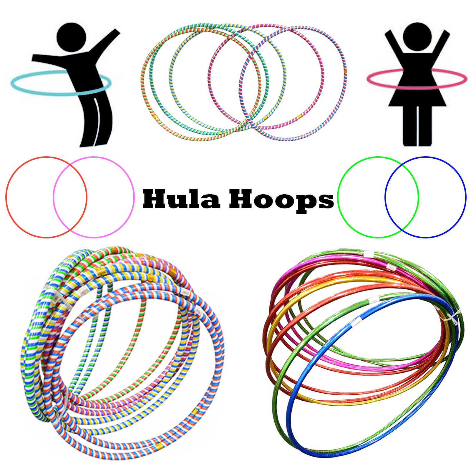 Sporting Goods Multicolor Small Large Hula Hoops Adults Kids Solid Hula