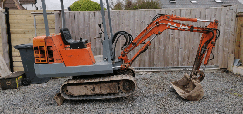 Mini excavator digger Peljob and Ifor Williams Plant Trailer JCB in