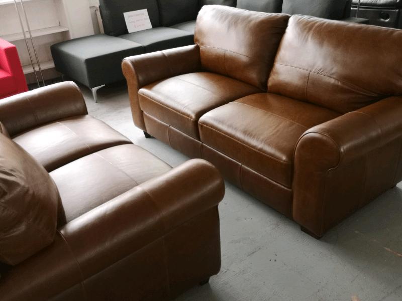 Tan leather 3 and 2 seater sofas. in East Kilbride, Glasgow Gumtree