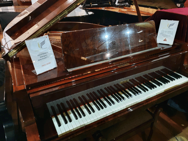 Petrof model V mahogany baby grand piano for sale in Mansfield