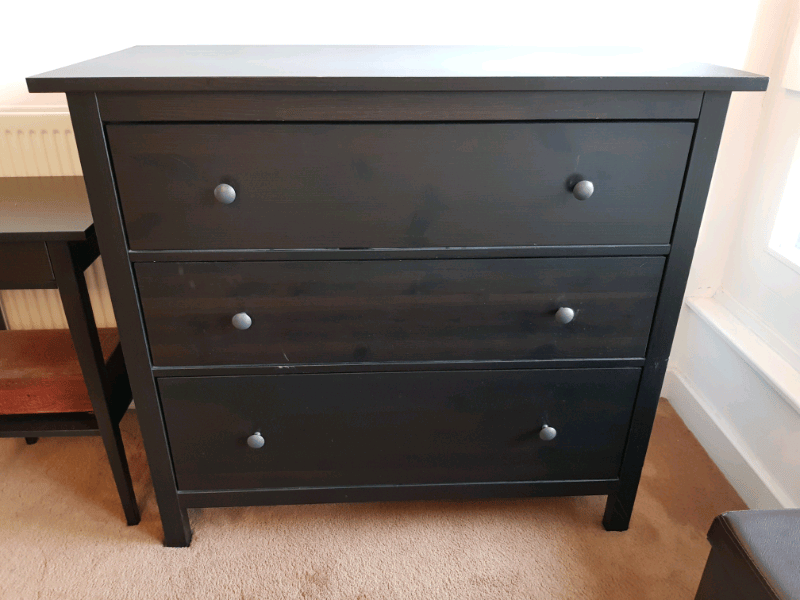 Ikea HEMNES Black chest of 3 drawers large in Tower