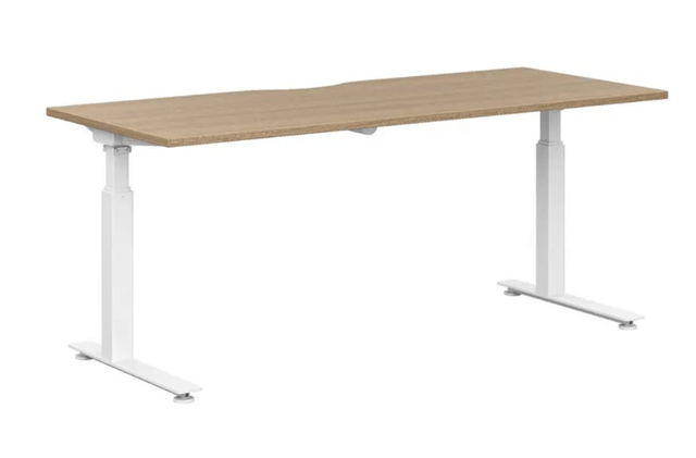 Officeworks Electric Desk Height Adjustable 1800mm Oak/White Desks