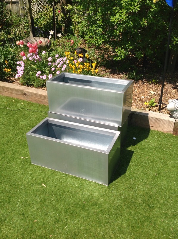Zinc galvanised silver trough planters in Earley, Berkshire Gumtree