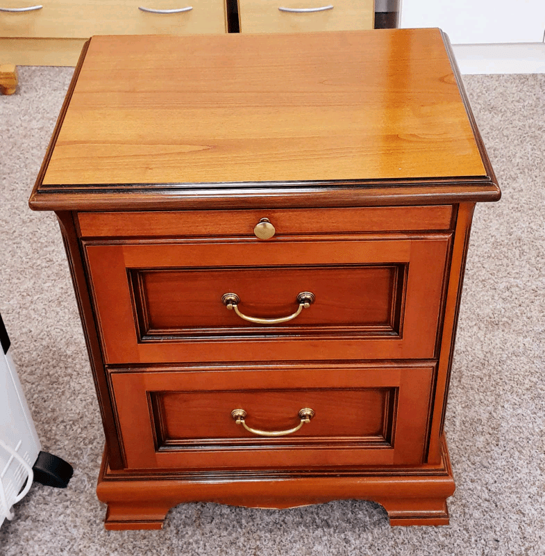 Bedside Table With Pull Out Tray Dark wood 2 drawer bedside table with pull out shelf in Lincoln
