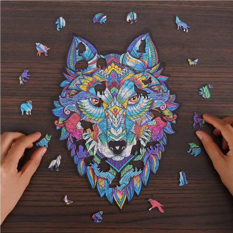 Amazing Wooden Animal puzzle Magic Wolf Unique Shape Ideal Gift Adults