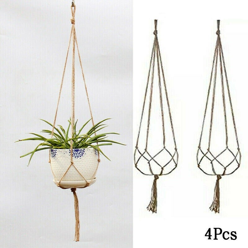 4x Blumenampel Makramee Baumwollseil Geflochtenes