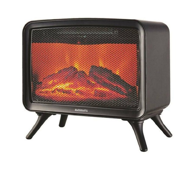 Euromatic 1600W Electric Fireplace Heater 2 Settings Log Flame Air