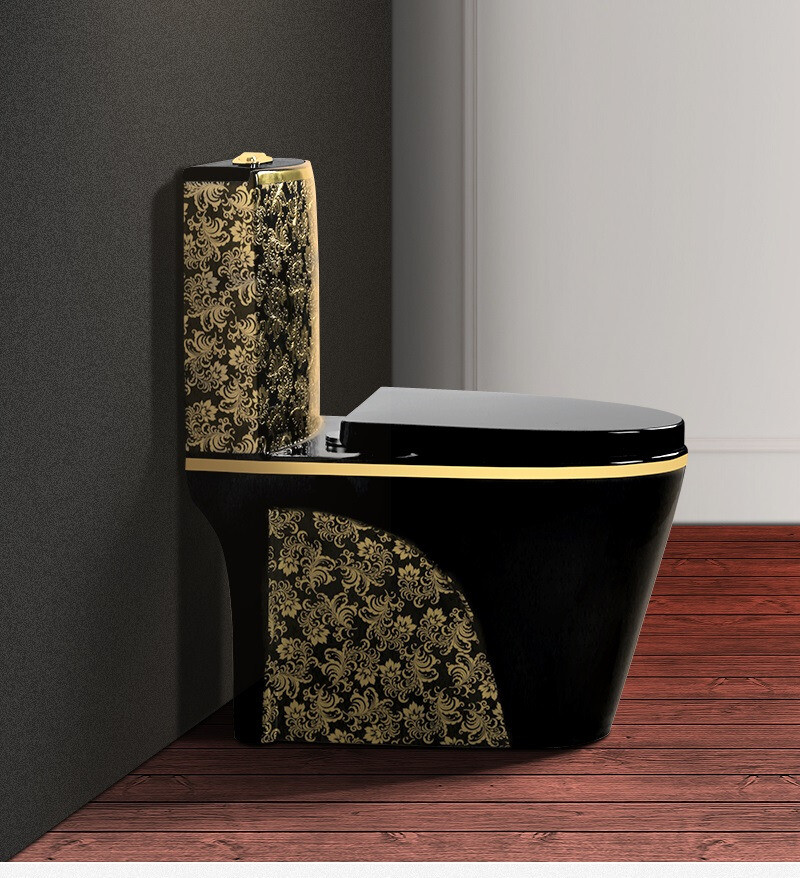 BLACK WC TOILET DESIGN MODEL WITH GOLD FLOWERS in Westminster, London