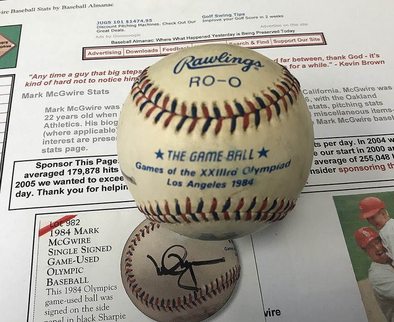 Mark McGwire Signed Official Game Used 1984 Los Angeles Olympics Baseball eBay