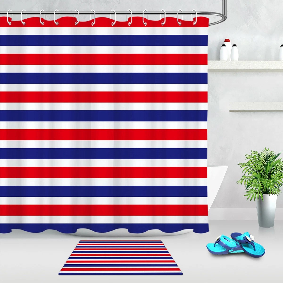 Red White And Blue Bathroom Ideas