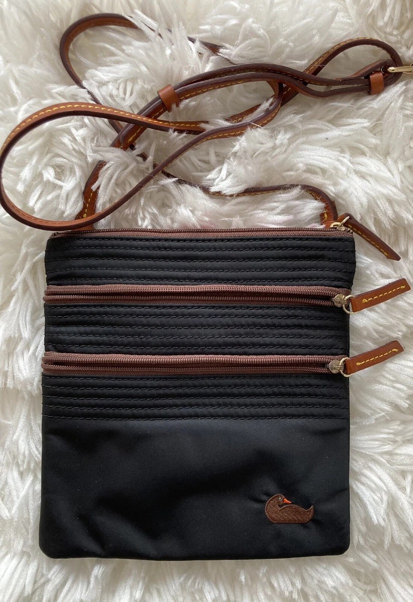 black nylon bag with brown leather straps, heavy trade UP TO 53 OFF