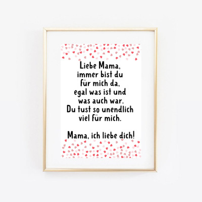 Din A4 Druck Kunstdruck Spruch Beste Mutter Mutterliebe Gedicht Liebe Mama Ebay