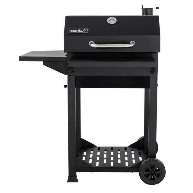 KitchenAid Cart Style Charcoal Grill Black Foldable Side Shelves for