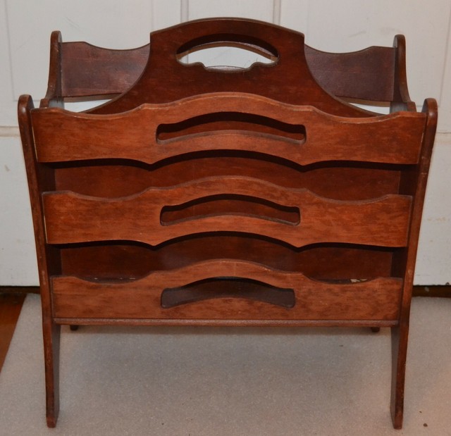 Vintage Butler Mid Century Wood Magazine Rack 717 eBay