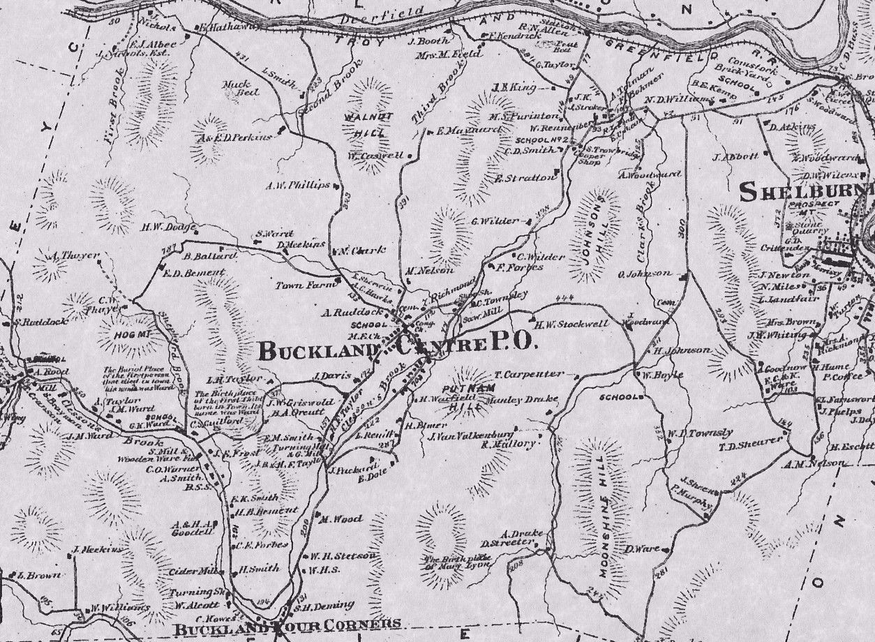 Buckland Shelburne Falls MA 1871 Map with Homeowners Names Shown eBay